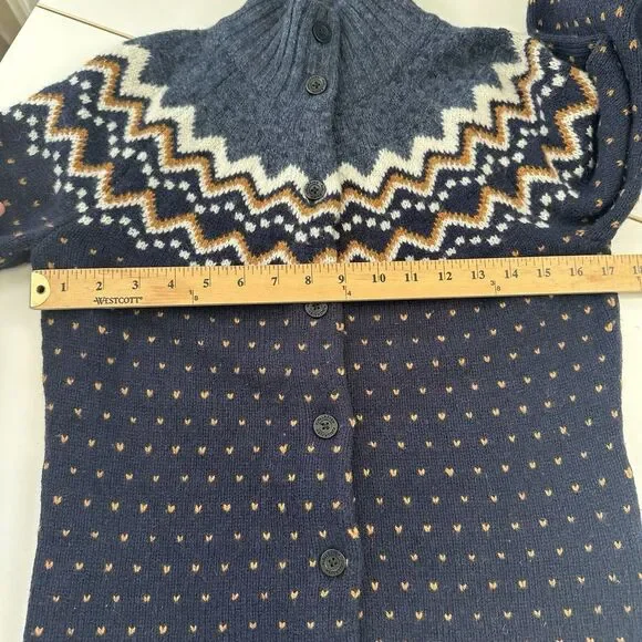 Fjallraven Women's Ovik Knit Wool Cardigan Sweater XS Fair Isle Nordic Blue Navy - Picture 6 of 16
